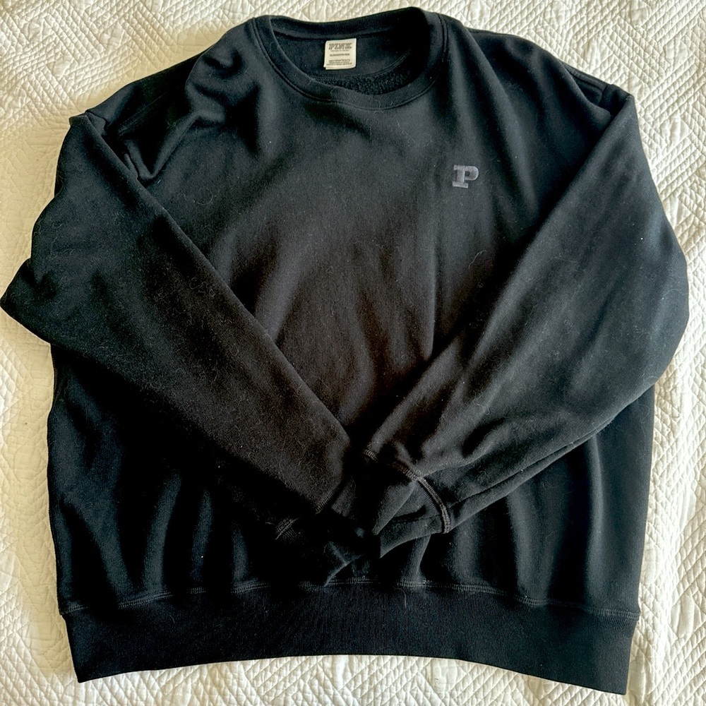 Victoria secret PINK black crew neck sweatshirt